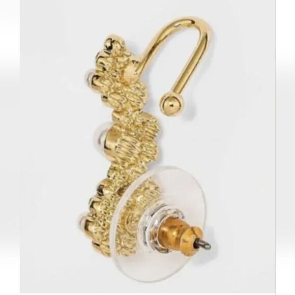 NWT Sugarfix BaubleBar Gold Pearl Gem Earring - Picture 3 of 4